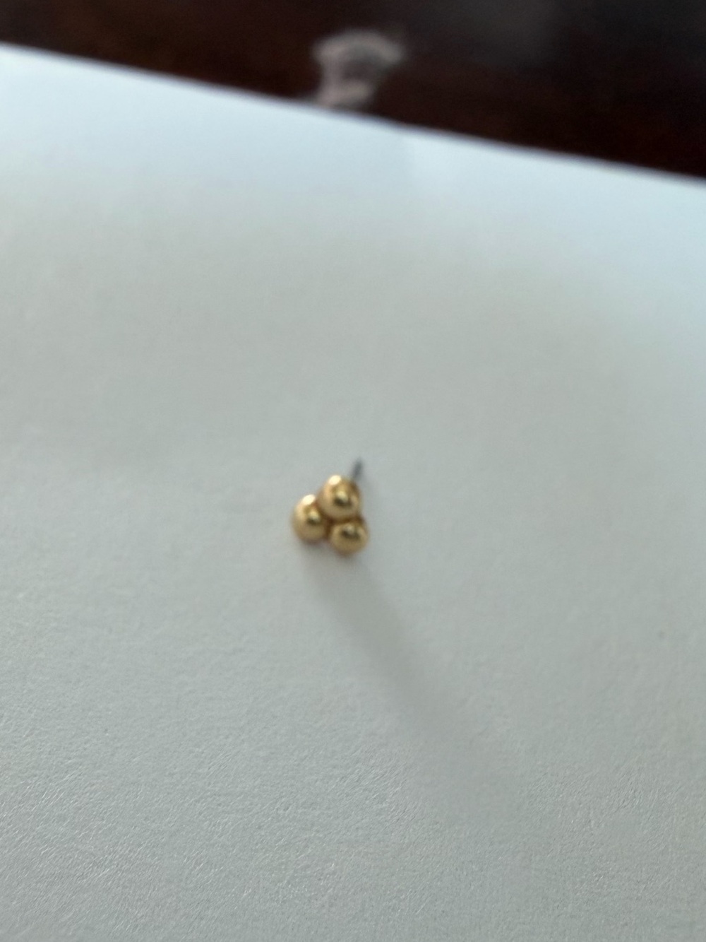 Junipurr 14k Yellow Gold Tri-bead Threadless Top Earring Single